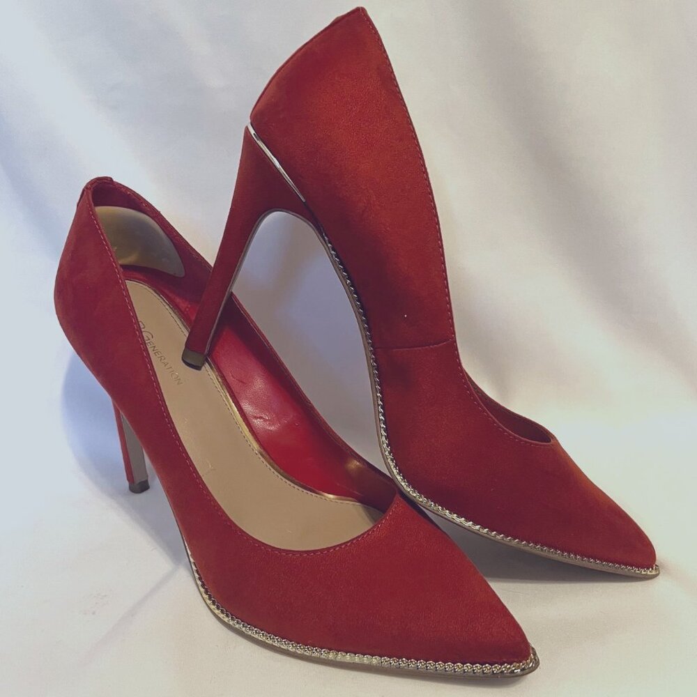 BCB Generation Harleigh Burnt Orange/Gold Trim 4" Stilettos -Pointy Toe-8 1/2 B